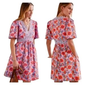 NWT BODEN / ANTHROPOLOGIE Floral Contrast V Neck Dress - Size 12R
